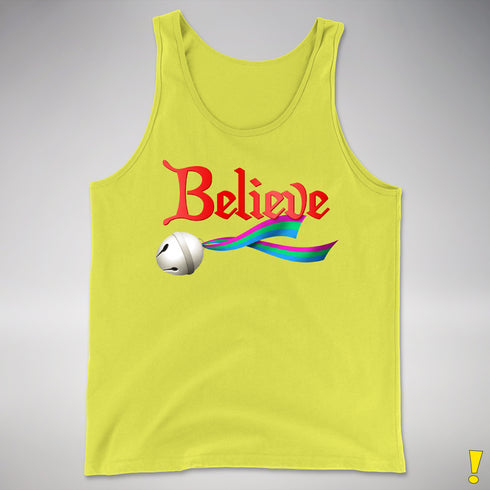 Believe Polysexual Pride Jingle Bell Premium Tank Top - Neon Yellow